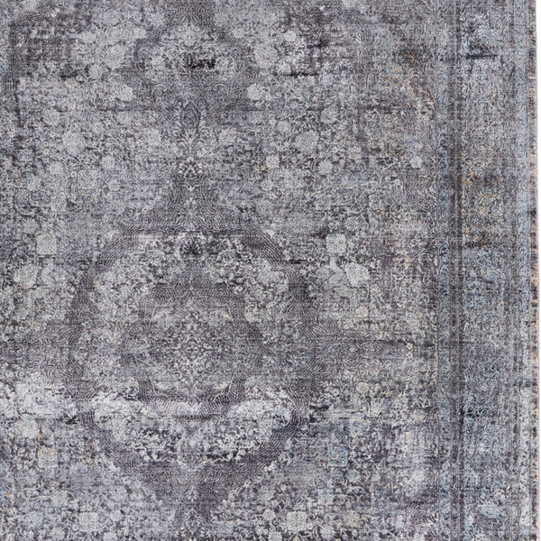 Homeroots 2' X 3' Gray And Silver Oriental Power Loom Worn Faded Area Rug Gray Viscose 566378