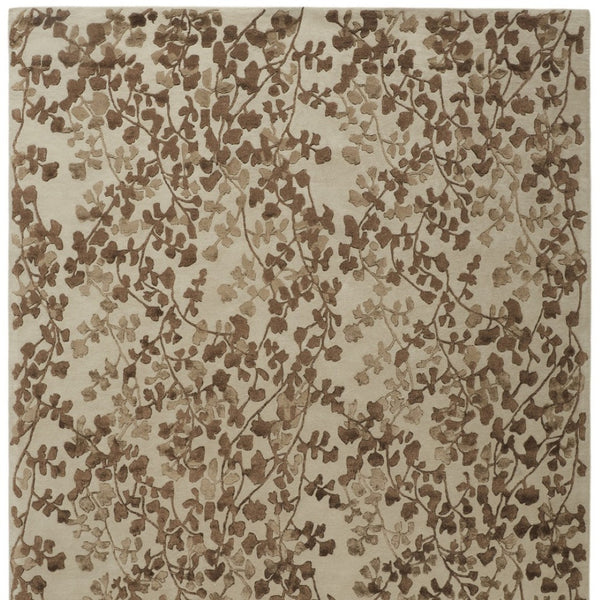 HomeRoots 5' Elegant Hand-Tufted Floral Area Rug in Soft Taupe and Rich Brown for Timeless Home Décor 5' X 8' 566379