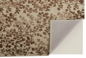 HomeRoots 5' Elegant Hand-Tufted Floral Area Rug in Soft Taupe and Rich Brown for Timeless Home Décor 10' X 14' 566380