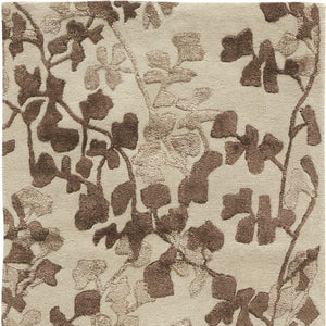 HomeRoots 5' Elegant Hand-Tufted Floral Area Rug in Soft Taupe and Rich Brown for Timeless Home Décor 8' Runner 566381