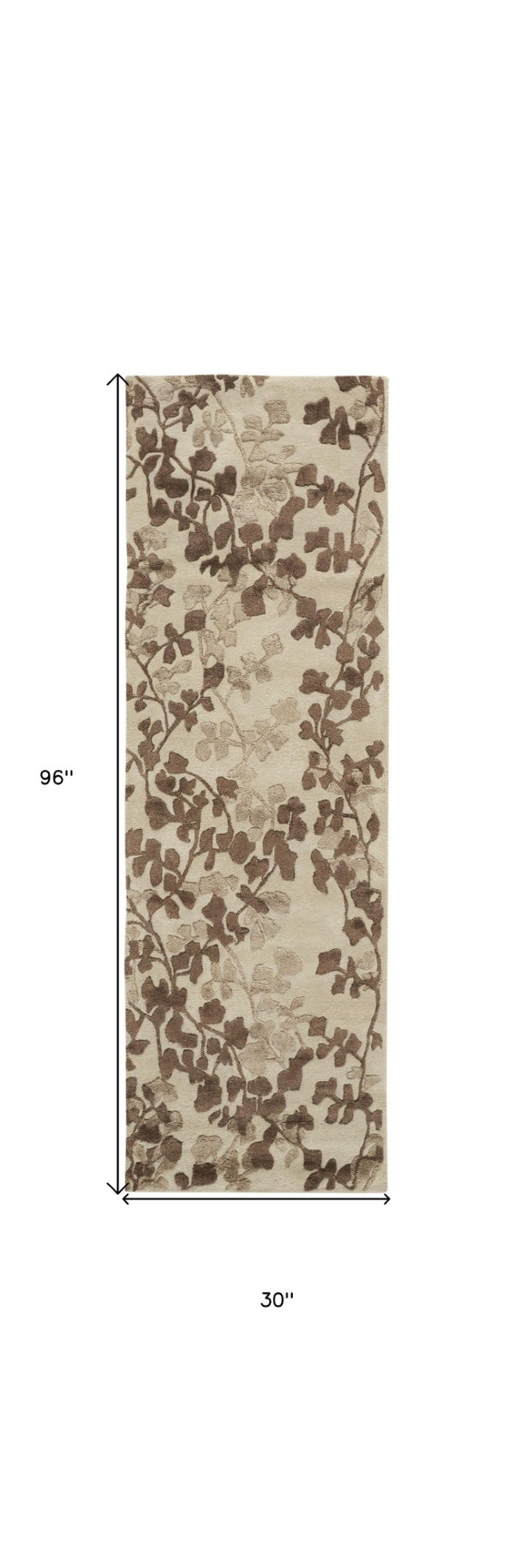 HomeRoots 5' Elegant Hand-Tufted Floral Area Rug in Soft Taupe and Rich Brown for Timeless Home Décor 8' Runner 566381