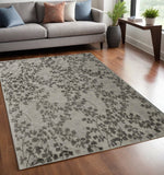 Homeroots 5' X 8' Gray And Silver Floral Hand Tufted Area Rug Gray Wool Blend 566382