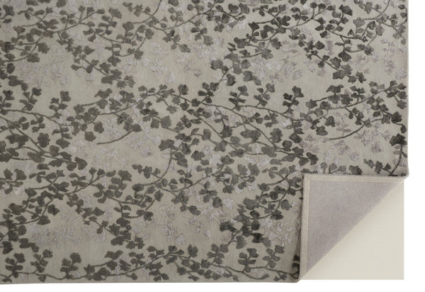 HomeRoots 5' Elegant Hand-Tufted Floral Area Rug in Soft Taupe and Rich Brown for Timeless Home Décor 8' X 10' 566383