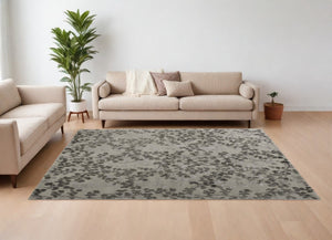 HomeRoots 5' Elegant Hand-Tufted Floral Area Rug in Soft Taupe and Rich Brown for Timeless Home Décor 8' X 10' 566383
