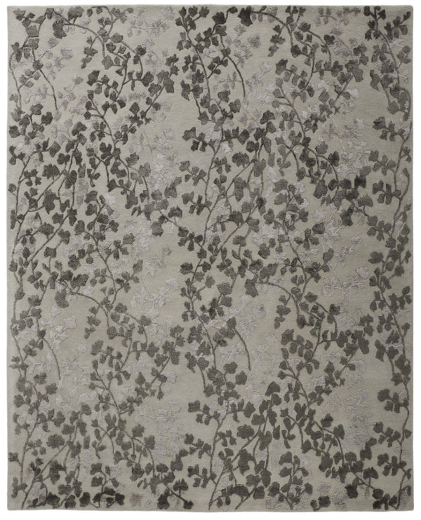 HomeRoots 5' Elegant Hand-Tufted Floral Area Rug in Soft Taupe and Rich Brown for Timeless Home Décor 8' X 10' 566383