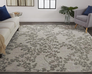 HomeRoots 5' Elegant Hand-Tufted Floral Area Rug in Soft Taupe and Rich Brown for Timeless Home Décor 8' X 10' 566383