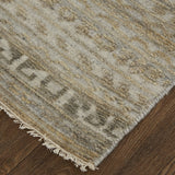 Homeroots 4' X 6' Gold And Tan Geometric Hand Knotted Worn Faded Area Rug Gold Wool Blend 566385