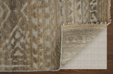 Homeroots 4' X 6' Gold And Tan Geometric Hand Knotted Worn Faded Area Rug Gold Wool Blend 566385