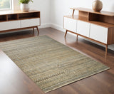 Homeroots 4' X 6' Gold And Tan Geometric Hand Knotted Worn Faded Area Rug Gold Wool Blend 566385