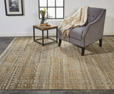 Homeroots 4' X 6' Gold And Tan Geometric Hand Knotted Worn Faded Area Rug Gold Wool Blend 566385