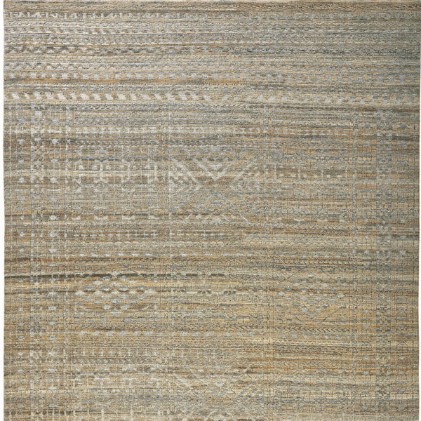 Homeroots 6' X 9' Gold And Tan Geometric Hand Knotted Worn Faded Area Rug Gold Wool Blend 566386