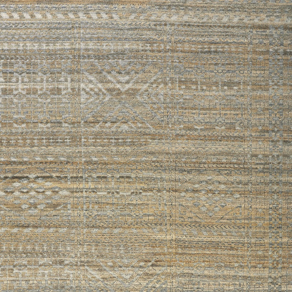 Homeroots 6' X 9' Gold And Tan Geometric Hand Knotted Worn Faded Area Rug Gold Wool Blend 566386
