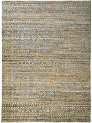 Homeroots 6' X 9' Gold And Tan Geometric Hand Knotted Worn Faded Area Rug Gold Wool Blend 566386