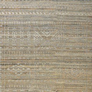 Homeroots 8' X 10' Gold And Tan Geometric Hand Knotted Worn Faded Area Rug Gold Wool Blend 566387