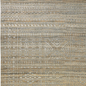 Homeroots 8' X 12' Gold And Tan Geometric Hand Knotted Worn Faded Area Rug Gold Wool Blend 566388