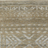 Homeroots 10' Gold And Tan Geometric Hand Knotted Worn Faded Runner Rug Gold Wool Blend 566390