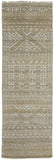 Homeroots 10' Gold And Tan Geometric Hand Knotted Worn Faded Runner Rug Gold Wool Blend 566390