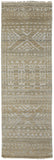 Homeroots 10' Gold And Tan Geometric Hand Knotted Worn Faded Runner Rug Gold Wool Blend 566390