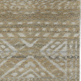 Homeroots 8' Gold And Tan Geometric Hand Knotted Worn Faded Runner Rug Gold Wool Blend 566391