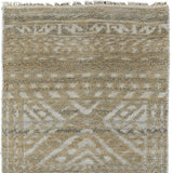 Homeroots 8' Gold And Tan Geometric Hand Knotted Worn Faded Runner Rug Gold Wool Blend 566391