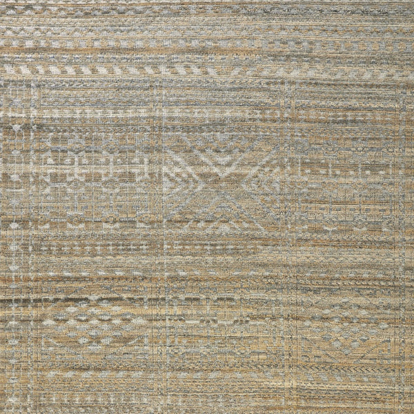 Homeroots 12' X 15' Gold And Tan Geometric Hand Knotted Worn Faded Area Rug Gold Wool Blend 566392