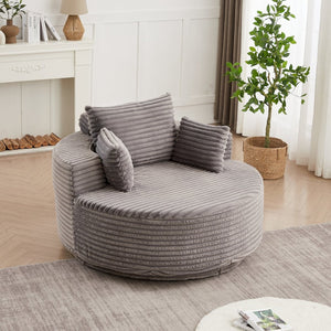 English Elm 55''l 55'l Chenille Swivel Lounge Chair Plush Foam Fill 360 Rotation Modern Living Room W834S00610