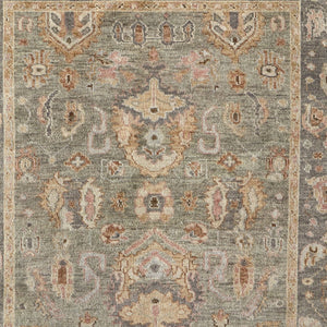 HomeRoots 4' Gray and Gold Hand-Knotted Wool Oriental Area Rug with Elegant Fringe for Timeless Home Style 4' X 6' 566401