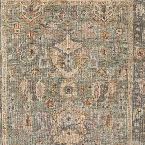 HomeRoots 4' Gray and Gold Hand-Knotted Wool Oriental Area Rug with Elegant Fringe for Timeless Home Style 4' X 6' 566401