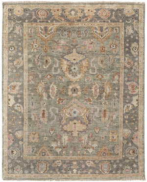 HomeRoots 4' Gray and Gold Hand-Knotted Wool Oriental Area Rug with Elegant Fringe for Timeless Home Style 8' X 10' 566403