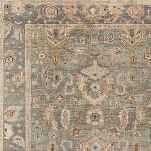 HomeRoots 4' Gray and Gold Hand-Knotted Wool Oriental Area Rug with Elegant Fringe for Timeless Home Style 8' X 10' 566403