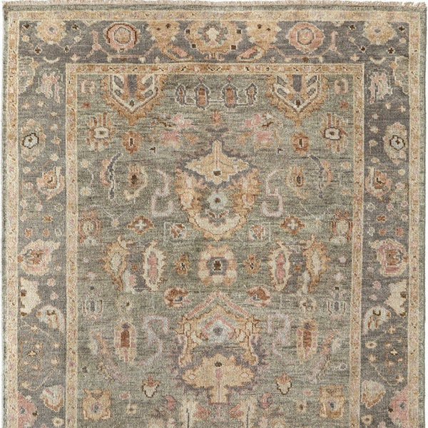 HomeRoots 4' Gray and Gold Hand-Knotted Wool Oriental Area Rug with Elegant Fringe for Timeless Home Style 8' X 12' 566404