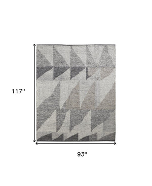 HomeRoots 4' Gray and Ivory Wool Geometric Area Rug - Handcrafted Comfort for Stylish, Family-Friendly Spaces 8' X 10' 566409