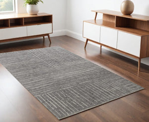 HomeRoots 4' Hand-Knotted Gray and Ivory Wool Area Rug – Timeless Checkered Design for Modern and Traditional Homes 4' X 6' 566414