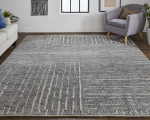 HomeRoots 4' Hand-Knotted Gray and Ivory Wool Area Rug – Timeless Checkered Design for Modern and Traditional Homes 4' X 6' 566414