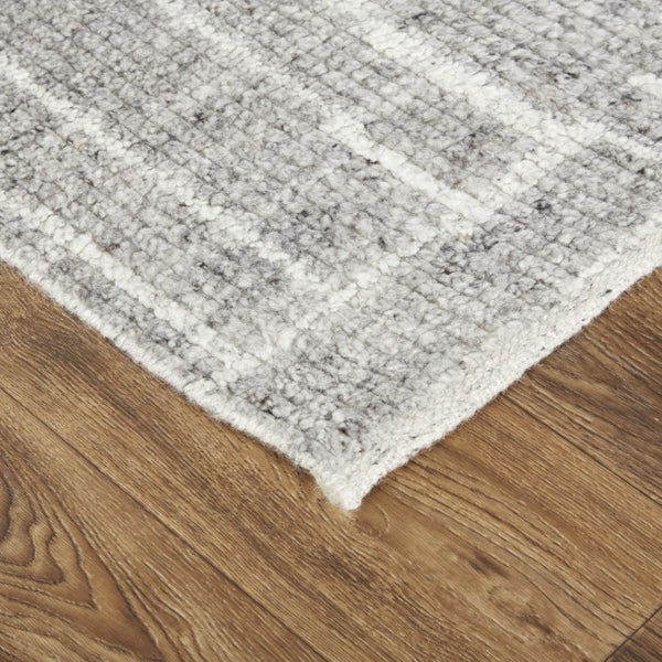 HomeRoots 4' Hand-Knotted Gray and Ivory Wool Area Rug – Timeless Checkered Design for Modern and Traditional Homes 8' X 10' 566416