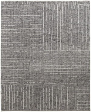 HomeRoots 4' Hand-Knotted Gray and Ivory Wool Area Rug – Timeless Checkered Design for Modern and Traditional Homes 8' X 10' 566416