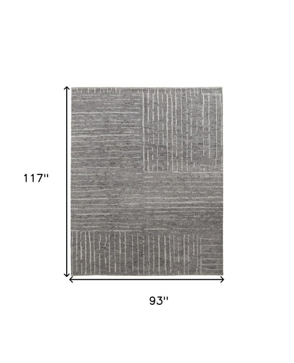 HomeRoots 4' Hand-Knotted Gray and Ivory Wool Area Rug – Timeless Checkered Design for Modern and Traditional Homes 8' X 10' 566416