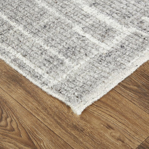 HomeRoots 4' Hand-Knotted Gray and Ivory Wool Area Rug – Timeless Checkered Design for Modern and Traditional Homes 8' X 12' 566417