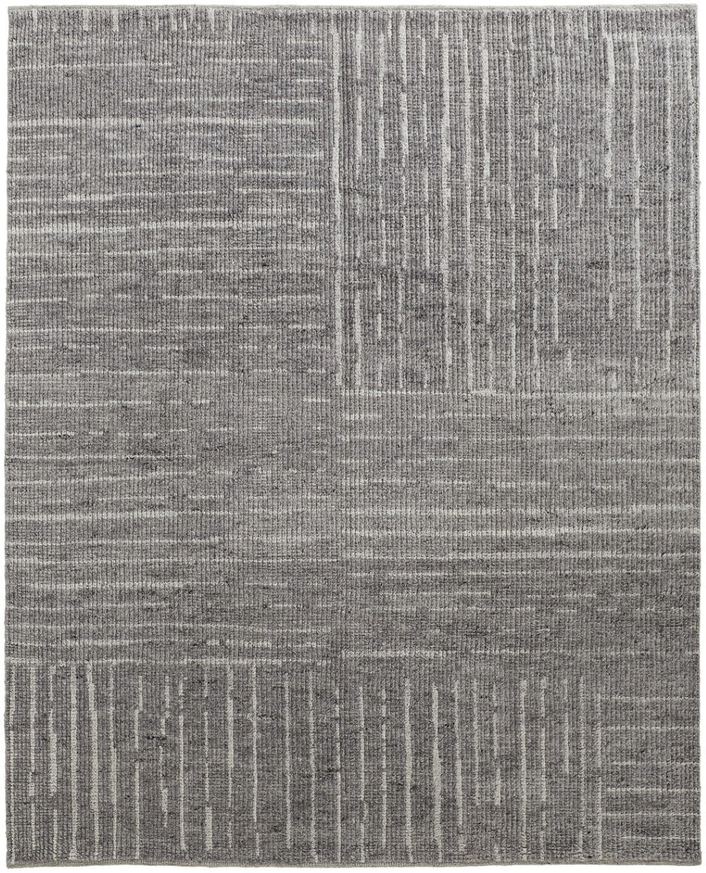 HomeRoots 4' Hand-Knotted Gray and Ivory Wool Area Rug – Timeless Checkered Design for Modern and Traditional Homes 8' X 12' 566417
