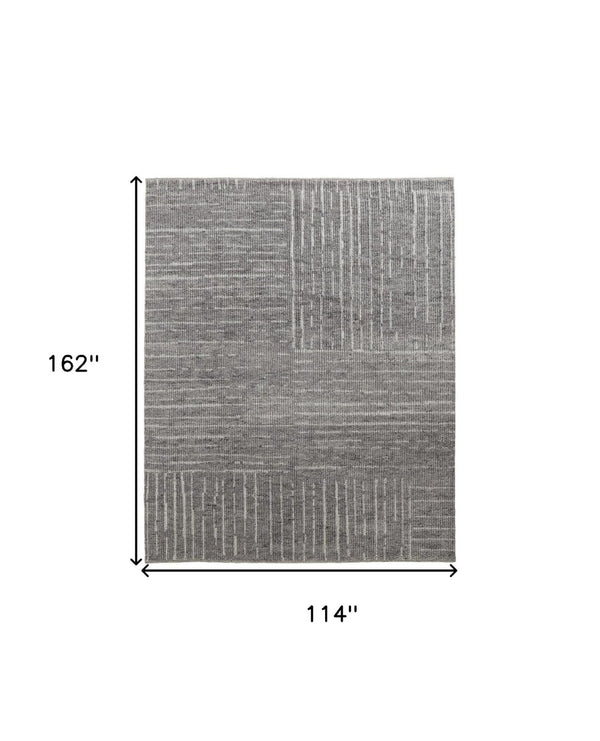 HomeRoots 4' Hand-Knotted Gray and Ivory Wool Area Rug – Timeless Checkered Design for Modern and Traditional Homes 9' X 13' 566418