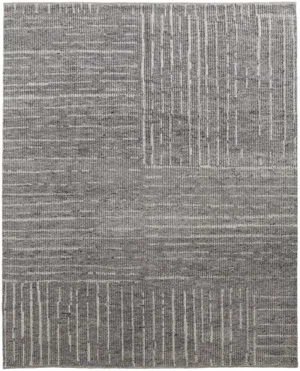 HomeRoots 4' Hand-Knotted Gray and Ivory Wool Area Rug – Timeless Checkered Design for Modern and Traditional Homes 9' X 13' 566418