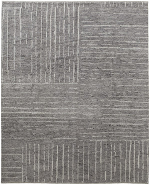 HomeRoots 4' Hand-Knotted Gray and Ivory Wool Area Rug – Timeless Checkered Design for Modern and Traditional Homes 12' X 15' 566419