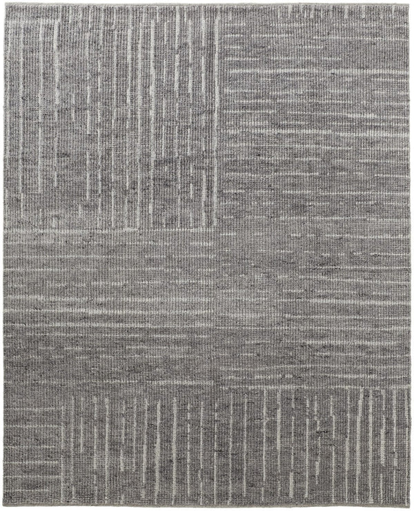 HomeRoots 4' Hand-Knotted Gray and Ivory Wool Area Rug – Timeless Checkered Design for Modern and Traditional Homes 12' X 15' 566419