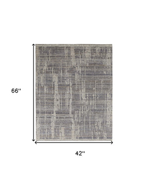 Homeroots 4' X 6' Gray And Ivory Wool Abstract Hand Knotted Worn Faded Area Rug Gray Wool 566421
