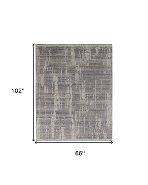 Homeroots 6' X 9' Gray And Ivory Wool Abstract Hand Knotted Worn Faded Area Rug Gray Wool 566422