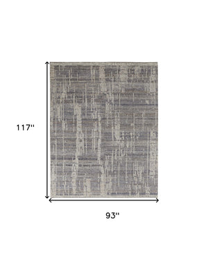 Homeroots 8' X 10' Gray And Ivory Wool Abstract Hand Knotted Worn Faded Area Rug Gray Wool 566423