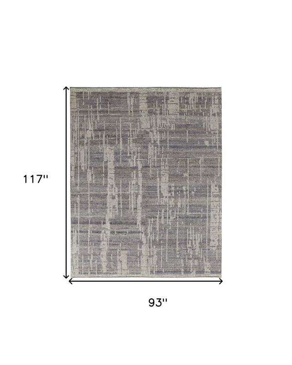 Homeroots 8' X 10' Gray And Ivory Wool Abstract Hand Knotted Worn Faded Area Rug Gray Wool 566423