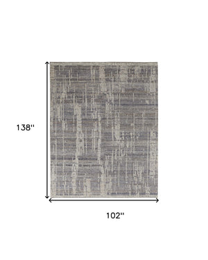 Homeroots 8' X 12' Gray And Ivory Wool Abstract Hand Knotted Worn Faded Area Rug Gray Wool 566424
