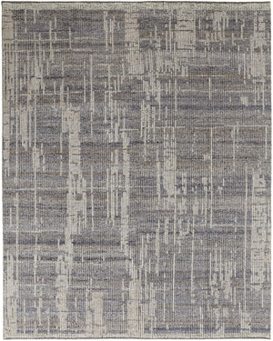 Homeroots 9' X 13' Gray And Ivory Wool Abstract Hand Knotted Worn Faded Area Rug Gray Wool 566425