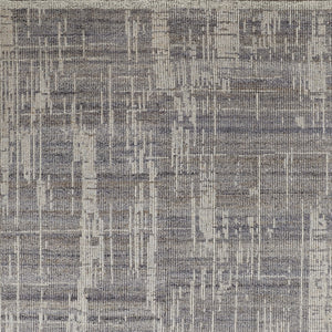 Homeroots 9' X 13' Gray And Ivory Wool Abstract Hand Knotted Worn Faded Area Rug Gray Wool 566425